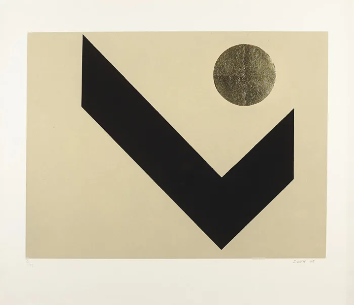 TANGRAM IV by Patrick Scott, 2005, carborundum and gold leaf; (no. 52 from edition of 75), sold May 2015