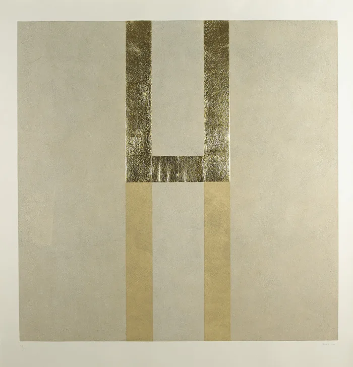 GOLD ABSTRACT by Patrick Scott, 2004, carborundum, gold leaf; (no. 63 from edition of 75), sold May 2015