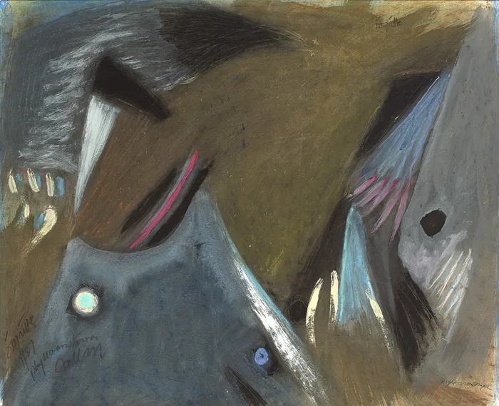 NIGHT CROWSCAPE by Tony O'Malley, gouache and gold paint on paper, sold May 2015
