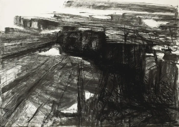 LANDFALL VARIATION XI by Donald Teskey, 2005, charcoal on paper, sold May 2015