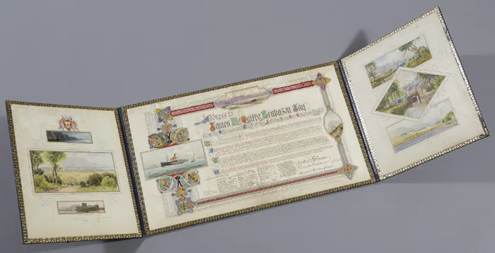 ILLUMINATED ADDRESS by Joseph William Carey, 1920, watercolour, sold May 2015