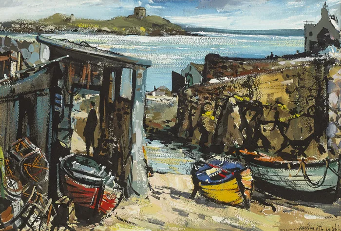 COLIEMORE HARBOUR, DALKEY by Kenneth Webb, gouache with mixed media on paper, sold May 2015