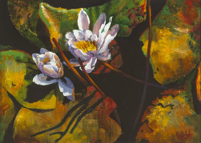 WATER LILIES by Kenneth Webb, oil on canvas, sold May 2015