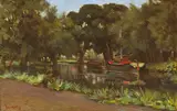 Aloysius C. OKelly, FIGURE FISHING FROM A RIVERBANK