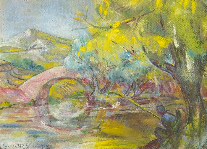 BRIDGE by Mary Swanzy, 1972, oil on board, sold Feb 2015