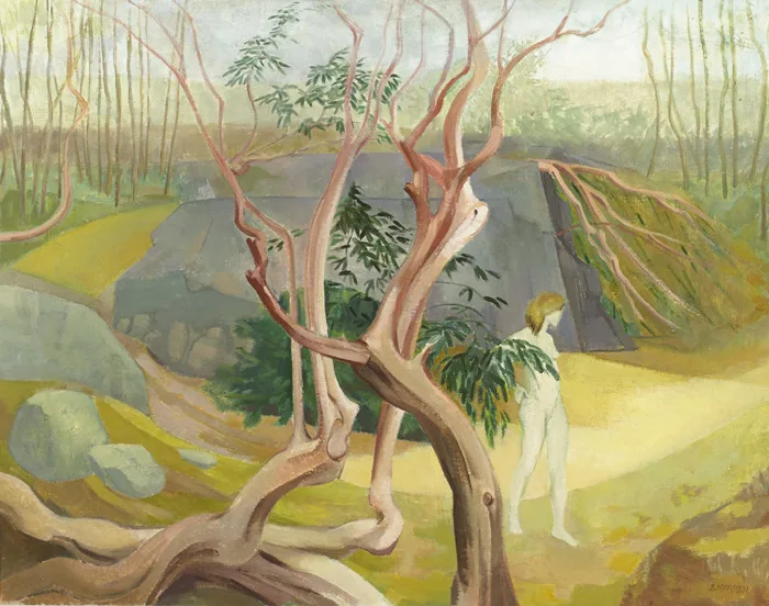 FIGURE AMONG TREES by Barbara Warren, oil on canvas, sold Feb 2015
