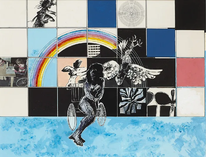 UNTITLED by Charles Harper, c.1980, acrylic, ink and pen with collage element on paper, offered Feb 2015