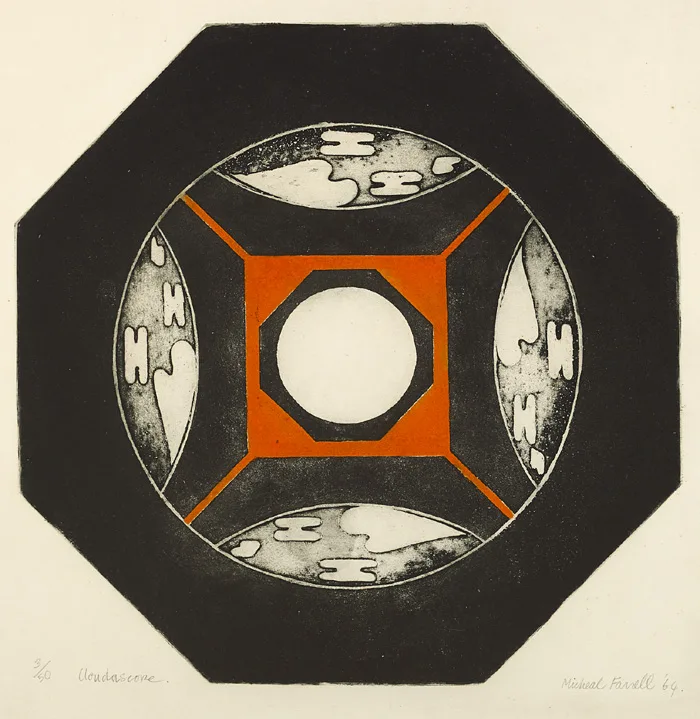 CLOUDSCORE by Micheal Farrell, 1964, etching; (no. 3 from edition of 50), sold Feb 2015