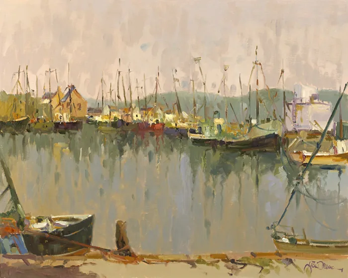 MORNING TIME, ARKLOW HARBOUR by Liam Treacy, oil on canvas, sold Feb 2015