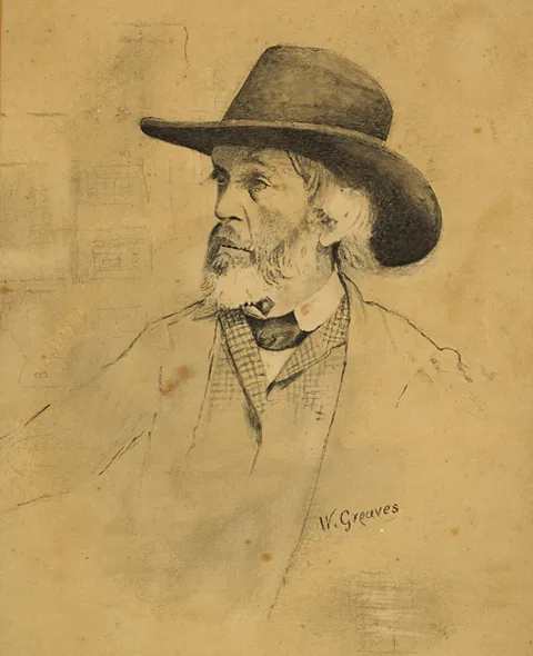 Walter Greaves, PORTRAIT OF THOMAS CARLYLE, c.1911, ink and wash