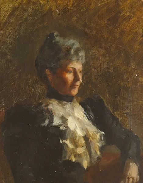 PORTRAIT OF A LADY WITH JABOT BLOUSE by Sarah Purser, oil on canvas, sold Feb 2015