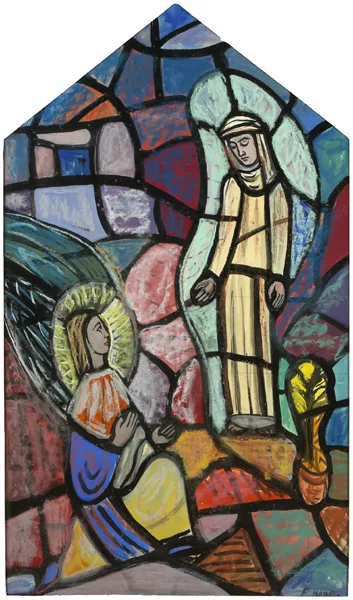 ANNUNCIATION by Evie Hone, c.1938, gouache and oil pastel on paper; (pentagonal), sold Feb 2015