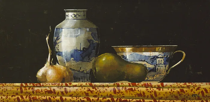 STILL LIFE WITH PEAR by Martin Mooney, 2001, oil on board, sold Feb 2015