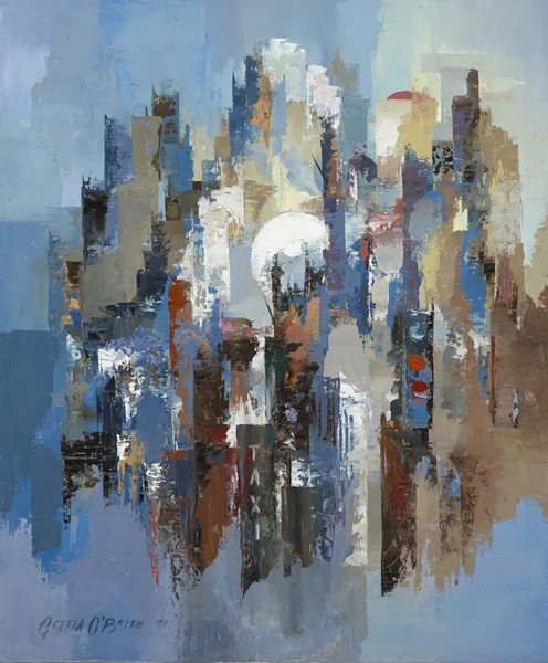 CITY SCENE by Gretta O'Brien, oil on canvas, sold Feb 2015