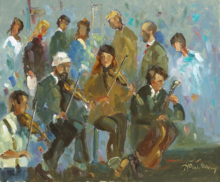 THE FLEADH by Liam Treacy, oil on canvas, sold Feb 2015