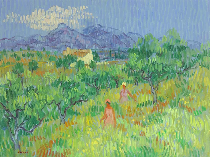 WALKING THROUGH LONG GRASS, PUNTA LARA by Desmond Carrick, 1992, oil on board, offered Dec 2014