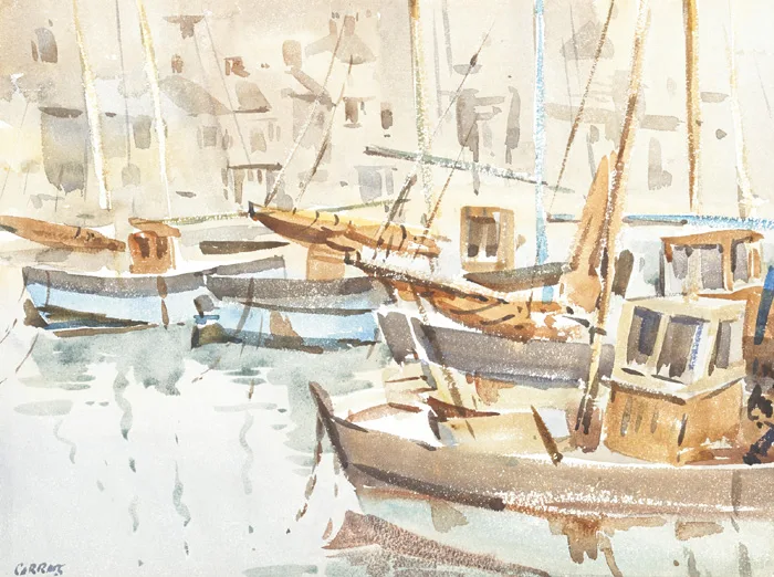 LONGA (SHIPS) by Desmond Carrick, watercolour, sold Dec 2014