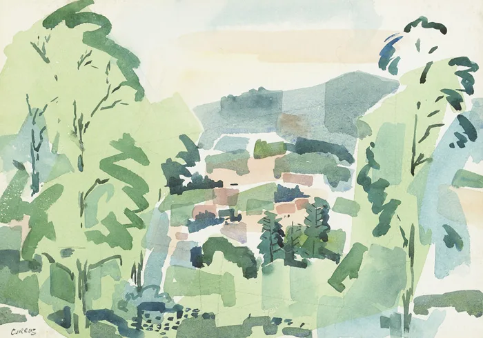 PINK SOIL by Desmond Carrick, 1958, watercolour, offered Dec 2014
