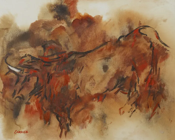 STEER by Desmond Carrick, oil on canvas board, offered Dec 2014