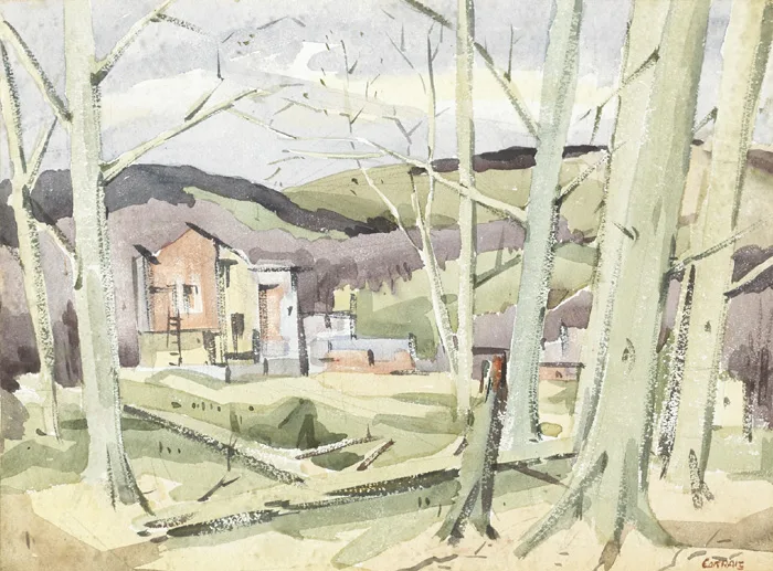 DISCARDED BRICKWORKS by Desmond Carrick, watercolour, offered Dec 2014