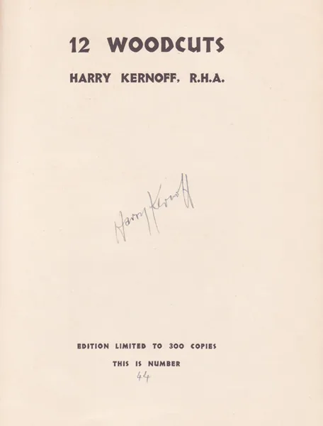 TWELVE WOODCUTS by Harry Kernoff, limited edition book; (no. 44 from an edition of 300), offered Dec 2014
