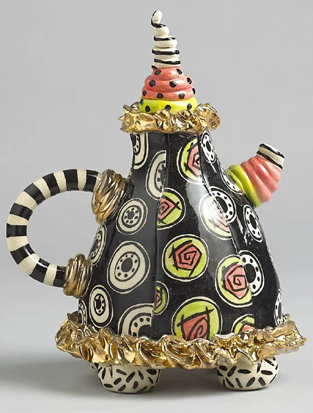 ROSES TEAPOT WITH PINK AND GREEN by Ann-Marie Robinson, 2010, ceramic; (unique), sold Dec 2014