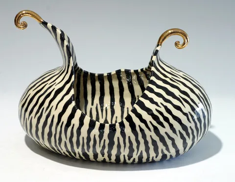 BLACK AND WHITE VIKING BOWL by Ann-Marie Robinson, ceramic bowl; (unique), sold Dec 2014