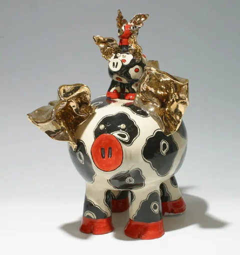 NEVER OFF MY BACK [RUBY] by Ann-Marie Robinson, 2011, ceramic; (unique), sold Dec 2014