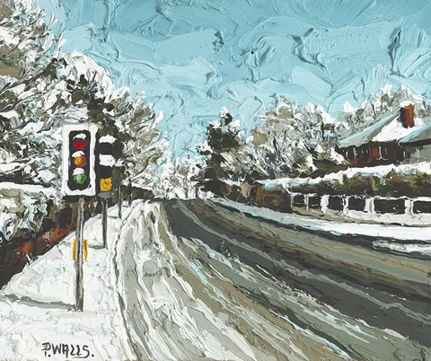 Paul Walls, SLIGHT THAW, MALONE ROAD, BELFAST, 2012, oil on canvas board
