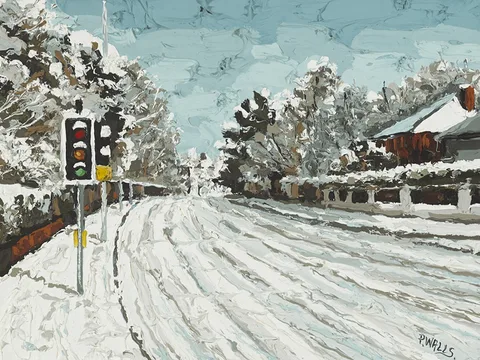 Paul Walls, WINTER'S DAY, MALONE ROAD AT CLEAVER, REPRISE I, 2012, oil on canvas board