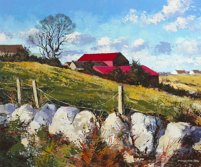 RED FARM BUILDINGS by Dennis Orme Shaw, oil on canvas, sold Dec 2014