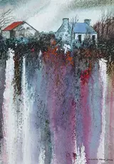 Dennis Orme Shaw, COTTAGES WITH BLUE AND RED ROOFS