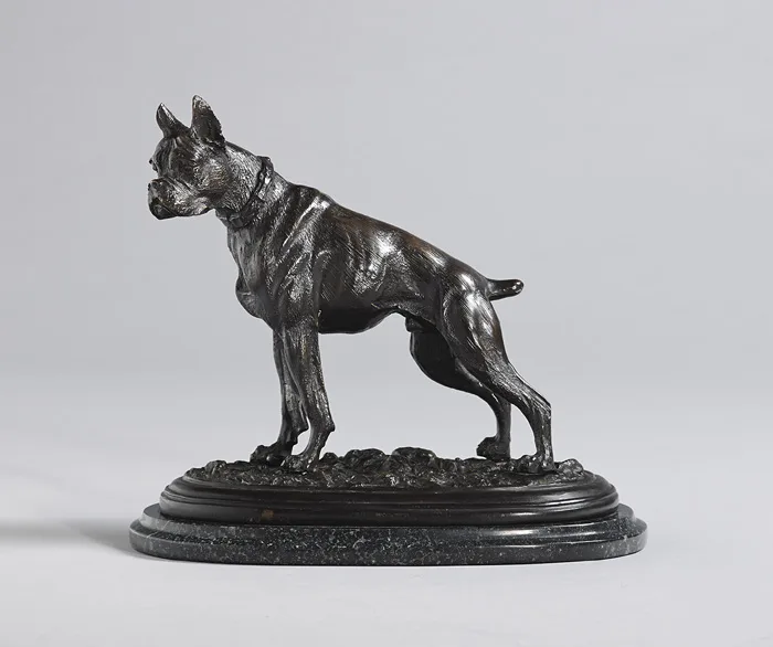 BOXER by Pierre-Jules Mêne, bronze on black marble base, offered Dec 2014