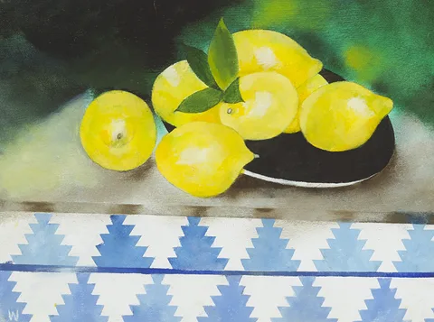 LEMONS by Robin Wylie, oil on board, sold Dec 2014