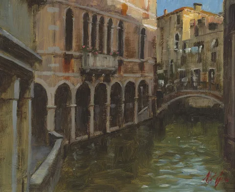 Matt Grogan, CANAL, VENICE, oil on board