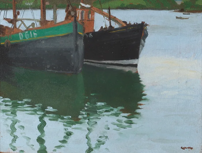 Cecil Galbally, FISHING BOATS AT KINSALE, CORK, oil on board