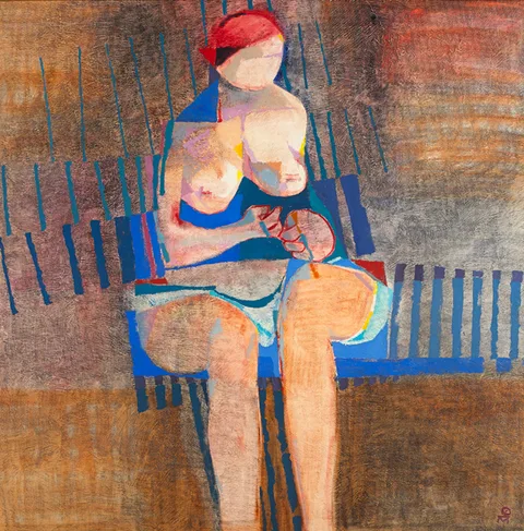 Colin Middleton, SEATED FIGURE: 6.72 [1972], oil on gesso-prepared board