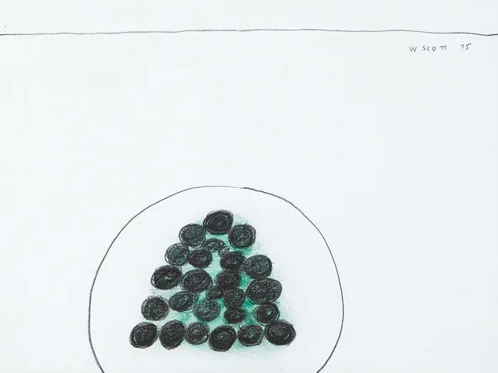 GRAPES by William Scott, 1975, pencil with watercolour on paper, sold May 2014