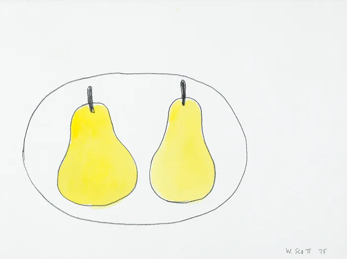 YELLOW PEARS by William Scott, 1975, watercolour and pencil on paper, sold May 2014