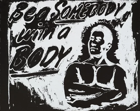 Andy Warhol, BE A SOMEBODY WITH A BODY, 1985, synthetic polymer paint and silkscreen ink on canvas