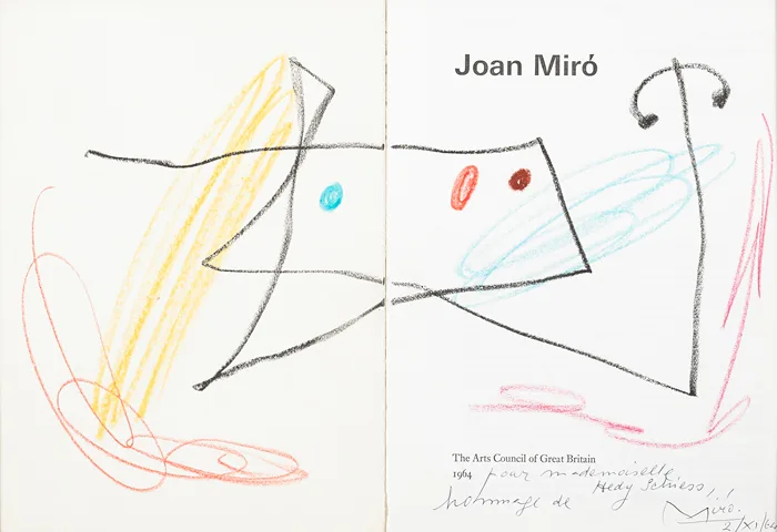 UNTITLED by Joan Miró, 1964, crayon on paper; (title page of Miró exhibition catalogue), offered May 2014