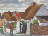 Maurice MacGonigal, [A VILLAGE STREET] CLOGHERHEAD LOOKING TO THE COOLEY MOUNTAINS, c. late 1930s