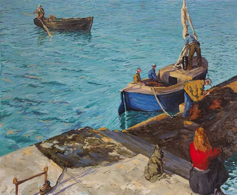 Patrick Leonard, LOUGHSHINNY HARBOUR, COUNTY DUBLIN, oil on canvas
