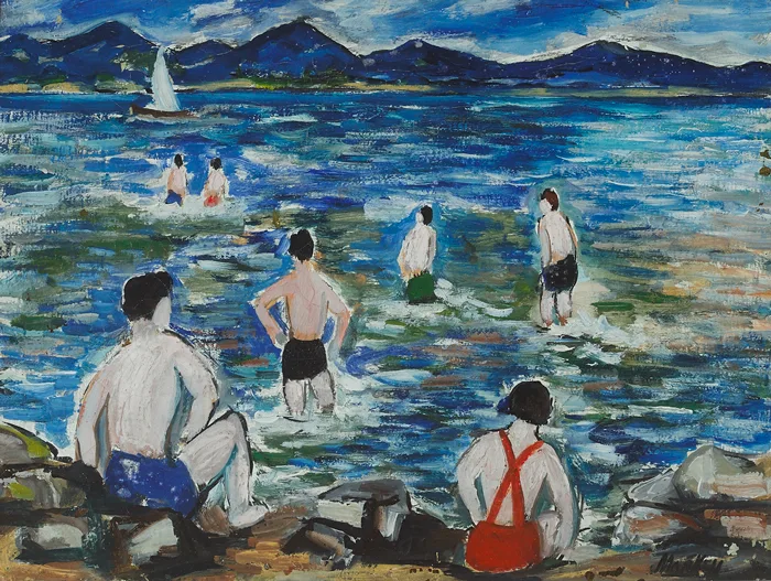 BATHERS by Markey Robinson, oil on canvas, offered May 2014