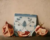 Stuart Morle, STILL LIFE WITH POMEGRANATE AND PORTUGUESE TILE