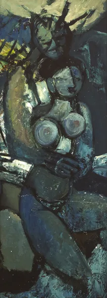 FIGURES EMBRACING by Daniel O'Neill, oil on board, offered Feb 2014