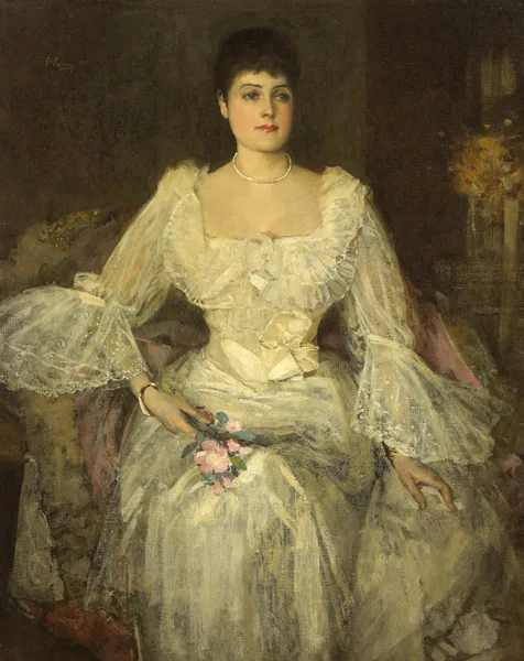 Sir John Lavery, A LADY IN WHITE (A PORTRAIT OF LADY LYLE), oil on canvas