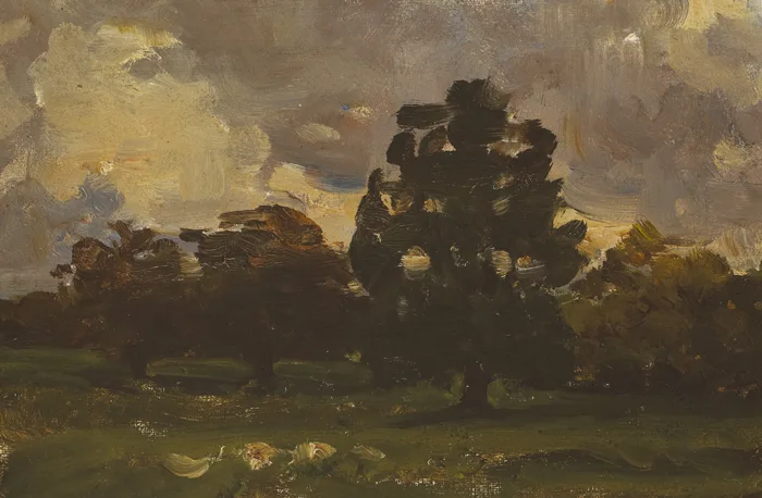 TREES IN MALAHIDE, COUNTY DUBLIN by Nathaniel Hone, oil on canvas board, sold Feb 2014
