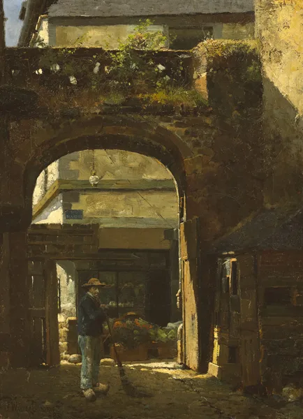 Walter Osborne, SUNSHINE AND SHADOW, [LA RUE DE L'APPORT], DINAN, 1883, oil on canvas