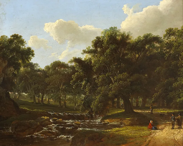 FIGURES BY A RIVER by James Arthur O'Connor, oil on panel, offered Feb 2014